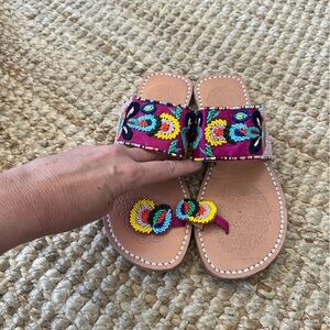 BLUE PLATE COLORFUL BEADED FLAT SANDALS SIZE 7